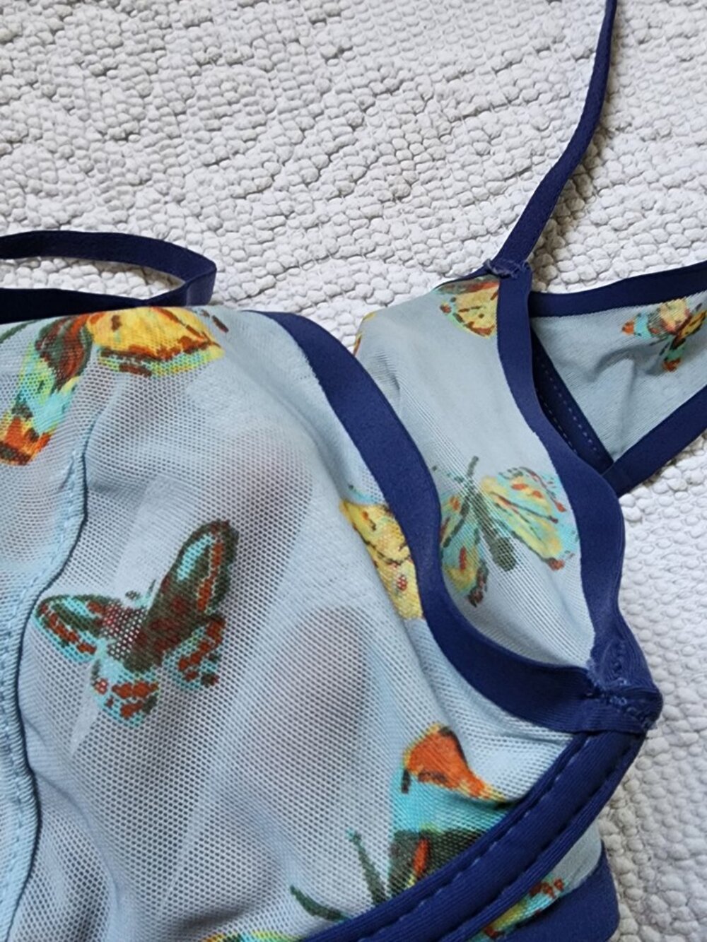 Urban outfitters Butterfly Mesh Underwire Bra 36B Blue Sheer Unlined Bralette - Picture 3 of 7
